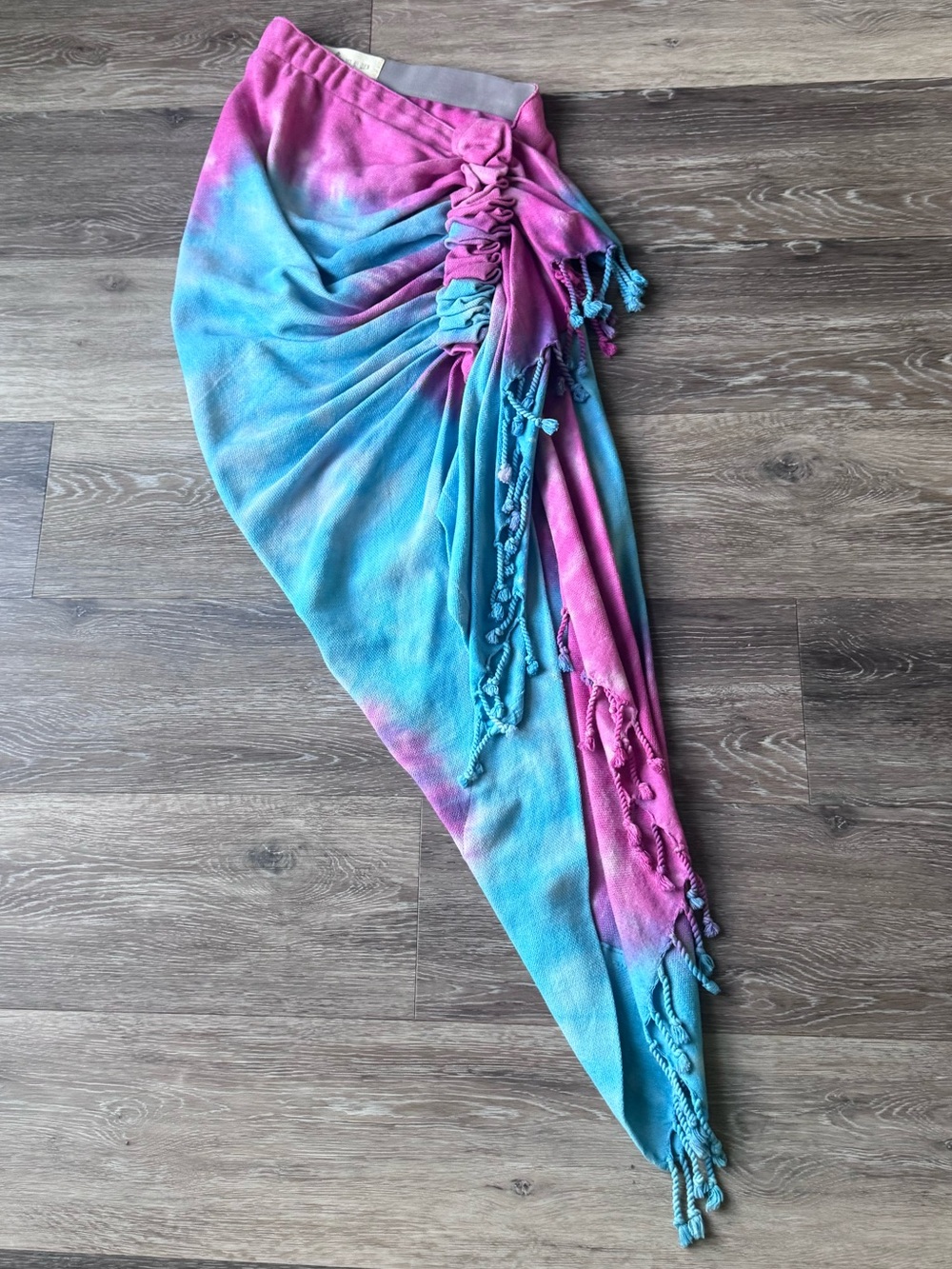 Just Bee Queen Pink & Blue Tie-Dye Swim Sarong Cover-Up